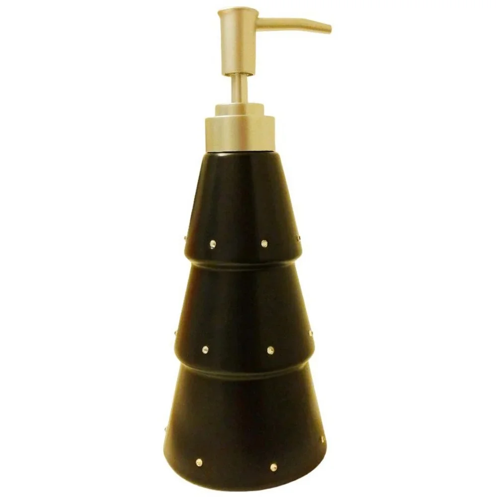 DKNY Black Tiered Rhinestone Studded Ceramic Soap Dispenser